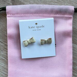 Kate Spade Cream & Gold Bow Earrings